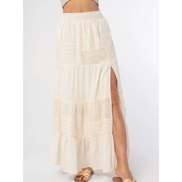 Love Stitch Molly Boho Embroidered Maxi Skirt in Natural - Sz S - NWT - Picture 5 of 11